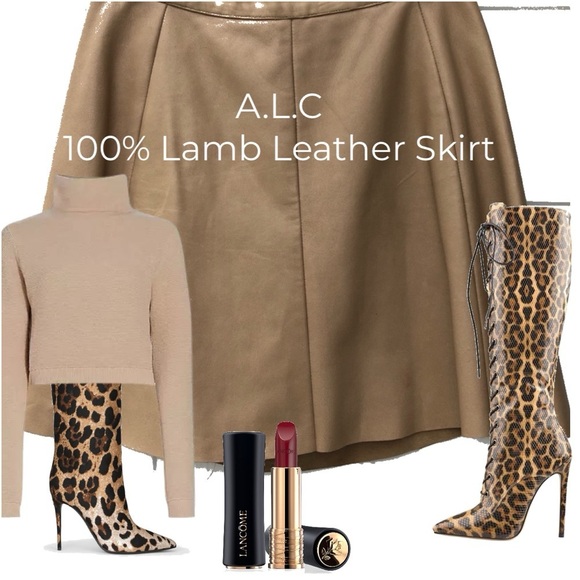 A.L.C 100% Lamb Leather Tan Skirt 0 - Picture 1 of 12